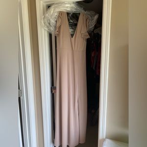 Birdy Grey Hannah Crepe Taupe Bridesmaids Dress